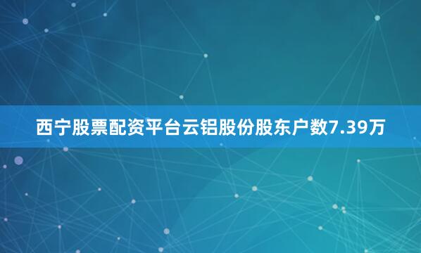 西宁股票配资平台云铝股份股东户数7.39万
